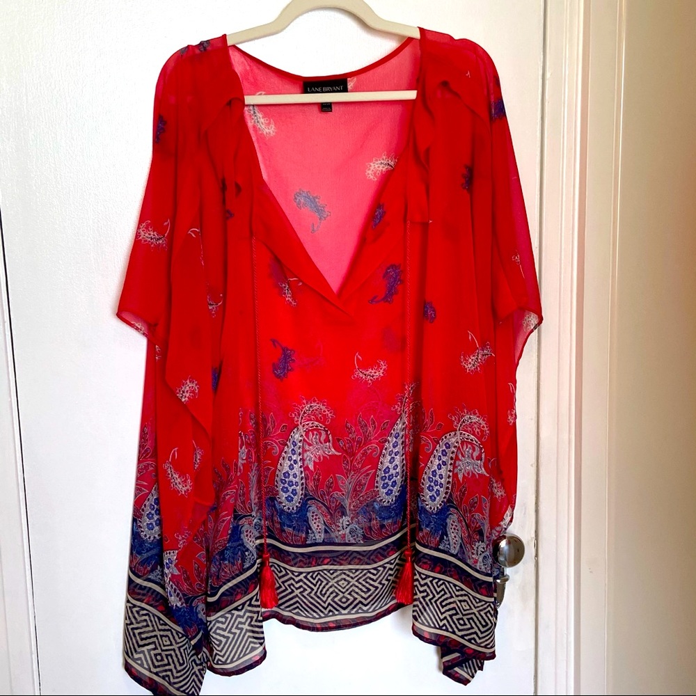 Lane Bryant 22/24 Red and blue Sheer Over Piece